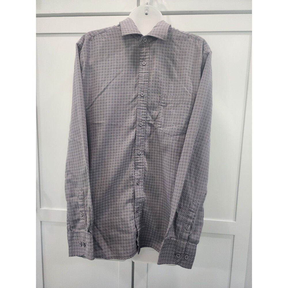 Haggar Clothing Button-Up Shirt Men's Size Large Gray Long Sleeve Collared